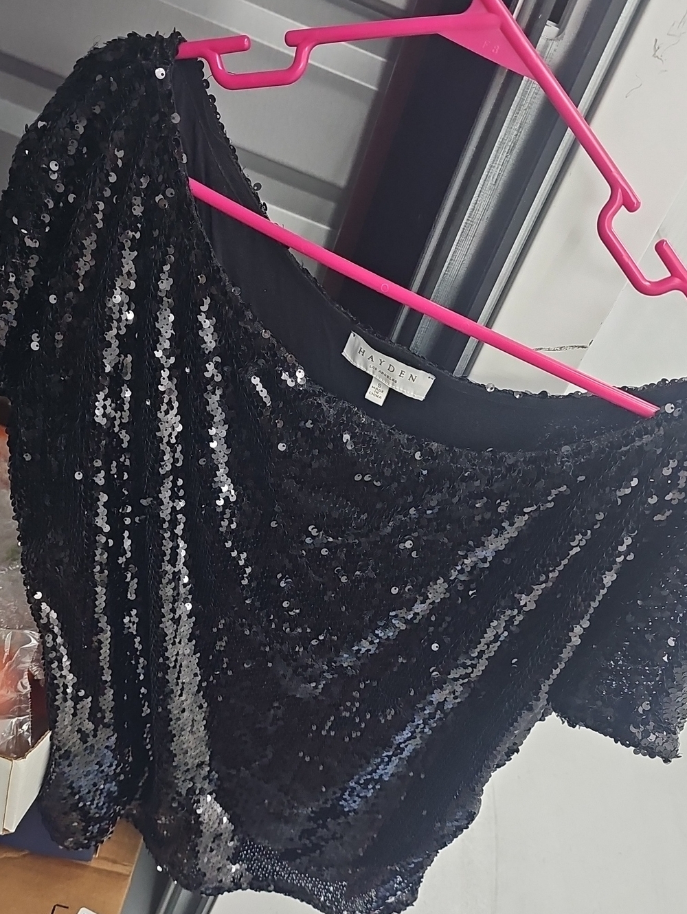 Hayden Black Sequin Off-Shoulder Top